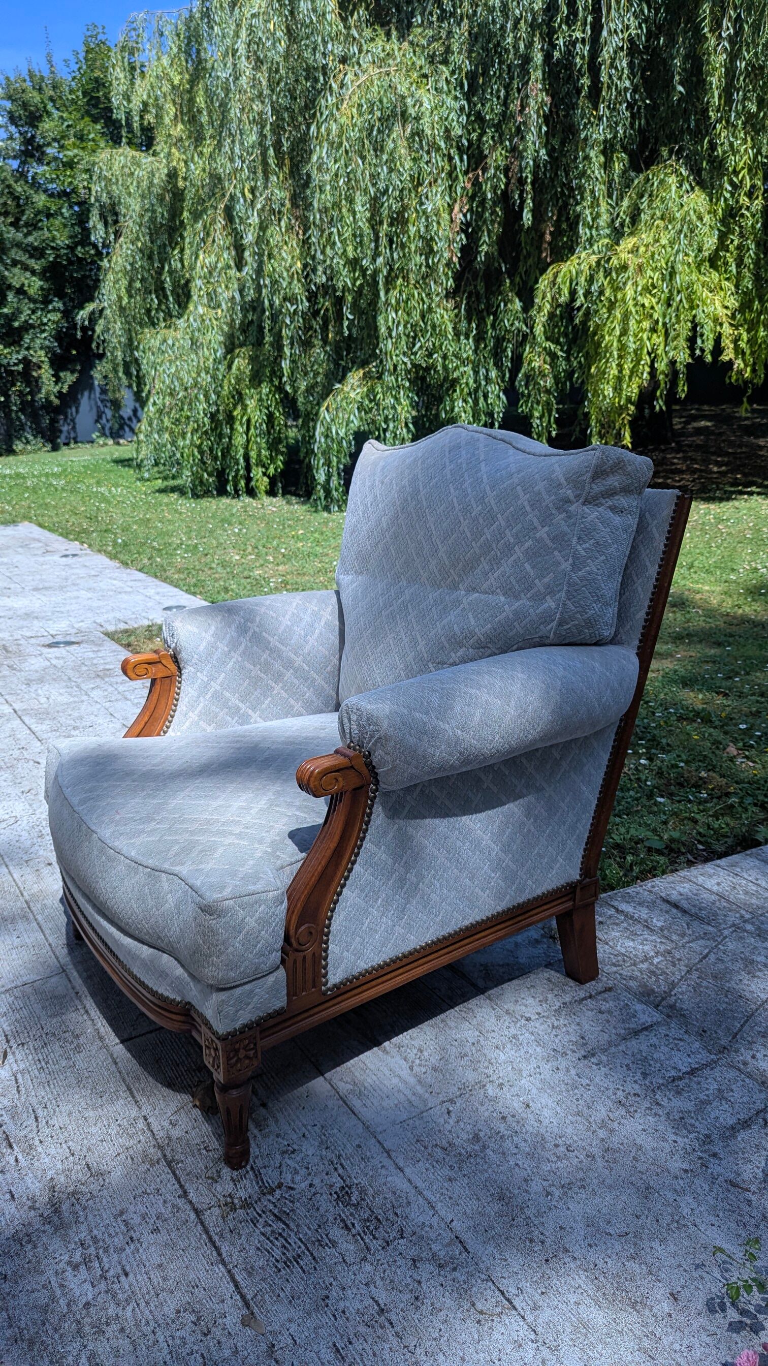 Pair of large Bergère armchairs in Louis XVI style