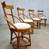 Vintage midcentury design bamboo dining chairs ‘Boucle’