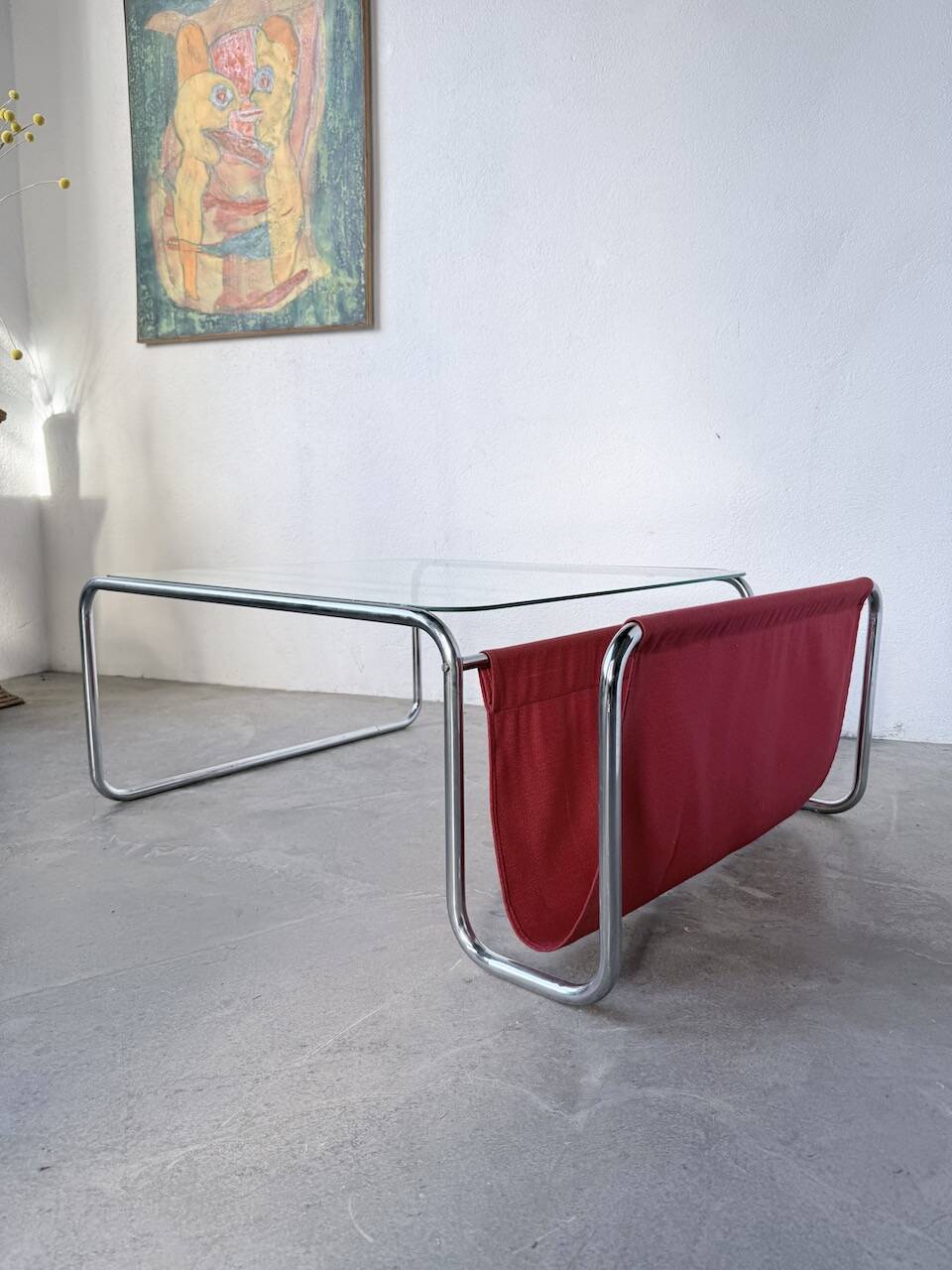Table basse moderniste Bauhaus en acier tubulaire