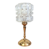 Vintage table lamp, brass foot and glass globe