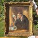 Vintage Mid-Century Alchemist Oil Painting