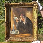 Peinture à l'huile alchimiste vintage du milieu du siècle