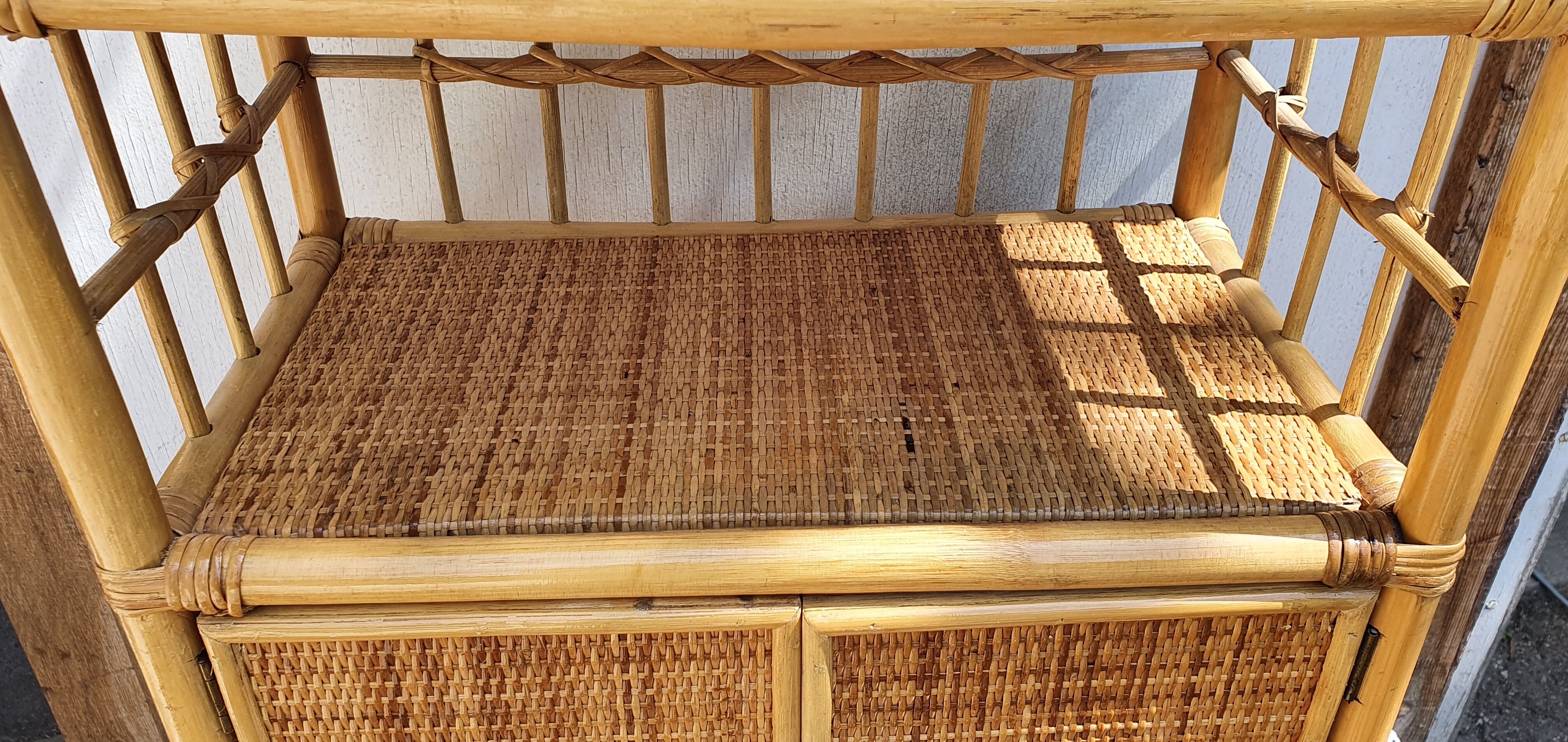 Vintage rattan bedside tables.