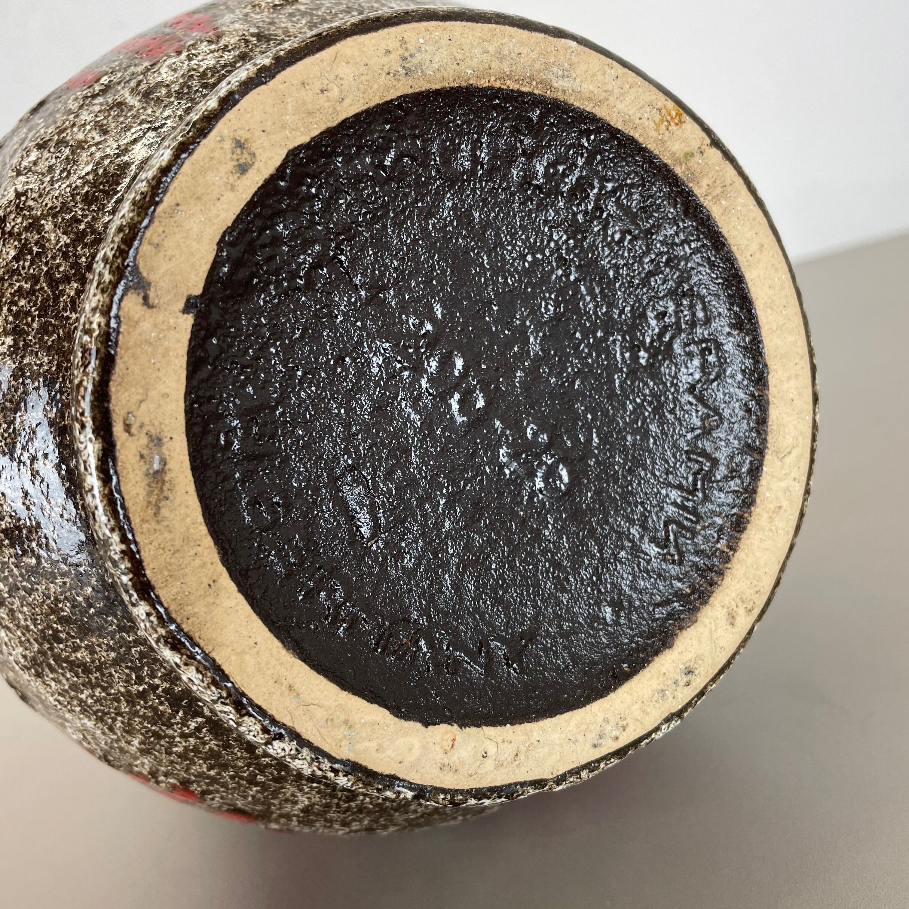 Zig Zag Pottery Fat Lava Vase Made by Scheurich, Germany, 1970s