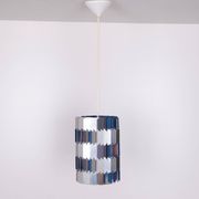 Silver & Blue Facet pendant by Louis Weisdorf for Lyfa, 1960s Denmark