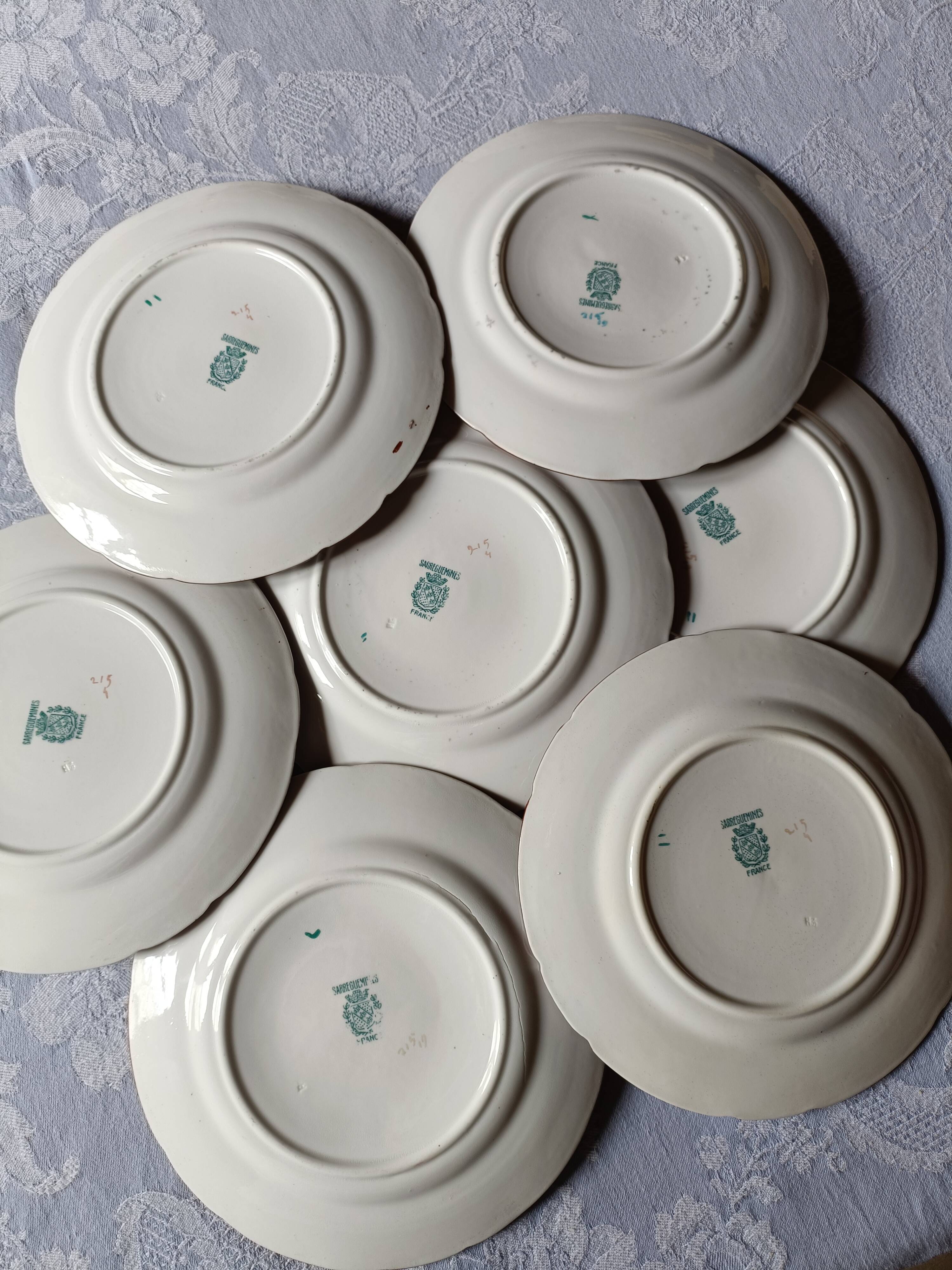 7 assiettes Sarreguemines Minton