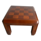 Pair of 1970s Checkered Parquet Side Tables — Warm Walnut Brown Wood, Geometric