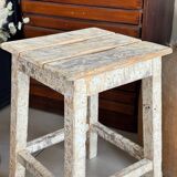 Old wooden stool with square seat
