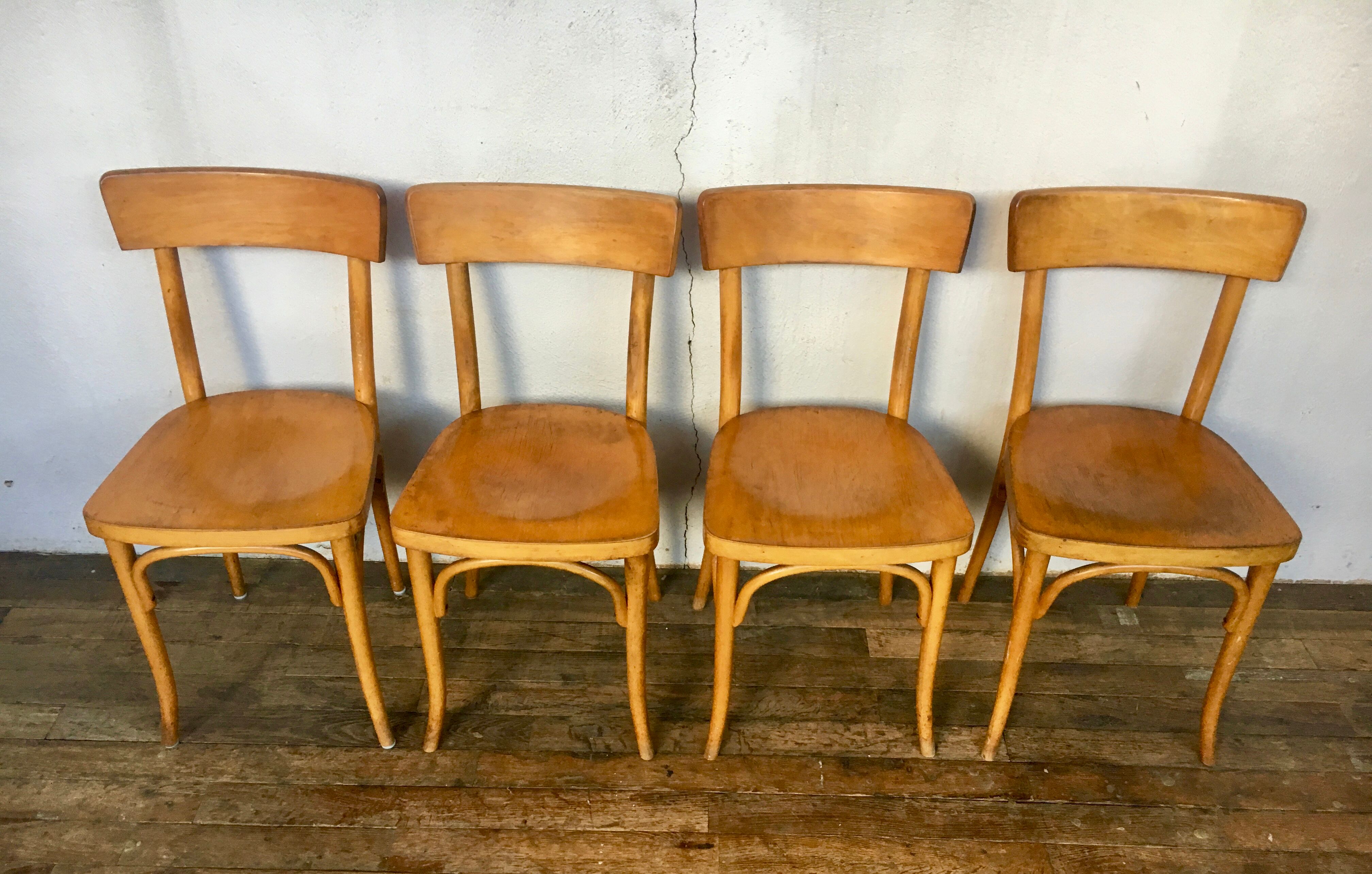 Set 4 chairs Thonet bar bistro or coffee in light wood