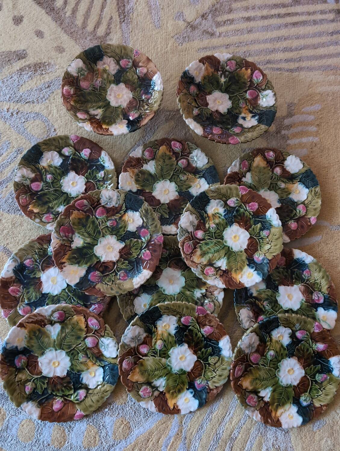 Antique slip dessert service