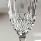 Lot of 4 x Large Champagne Flutes "Calp Concerto Champagne", in crystal chiseled with diamond patterns and diamond point finish. Height 21 cm