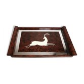 Art Deco Design Tray, Gazelle décor. wood and mirror