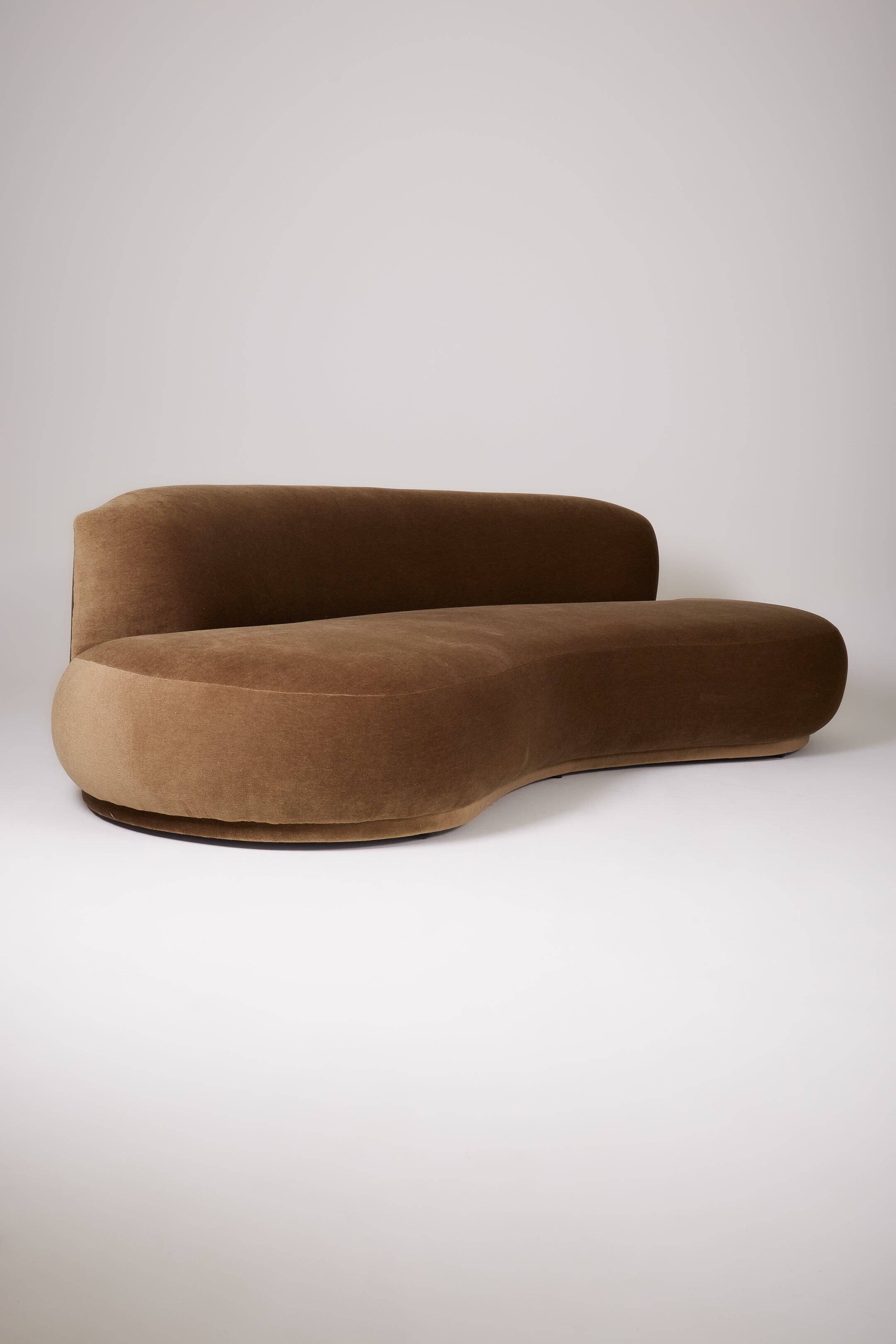 Half-moon mohair velvet sofa