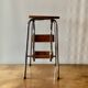 Vintage step stool in brown formica and chrome steel