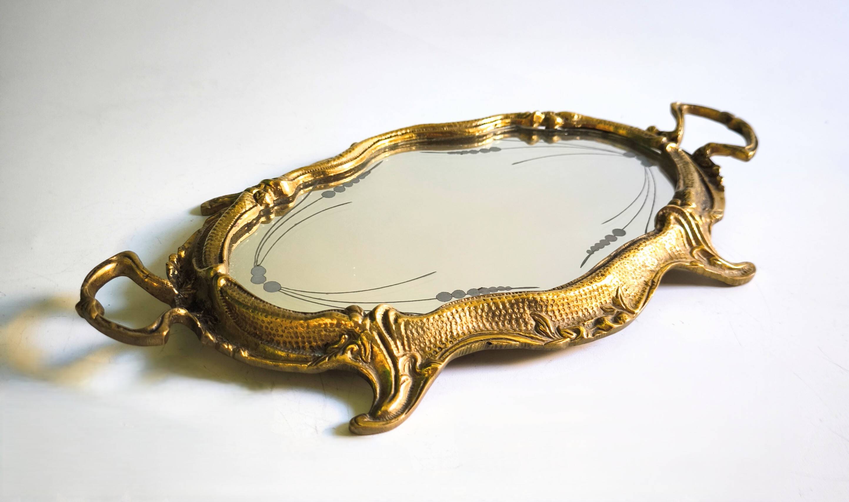 French bronze tray in Louis XV style with design