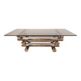 70s designer chrome base coffee table