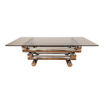 70s designer chrome base coffee table