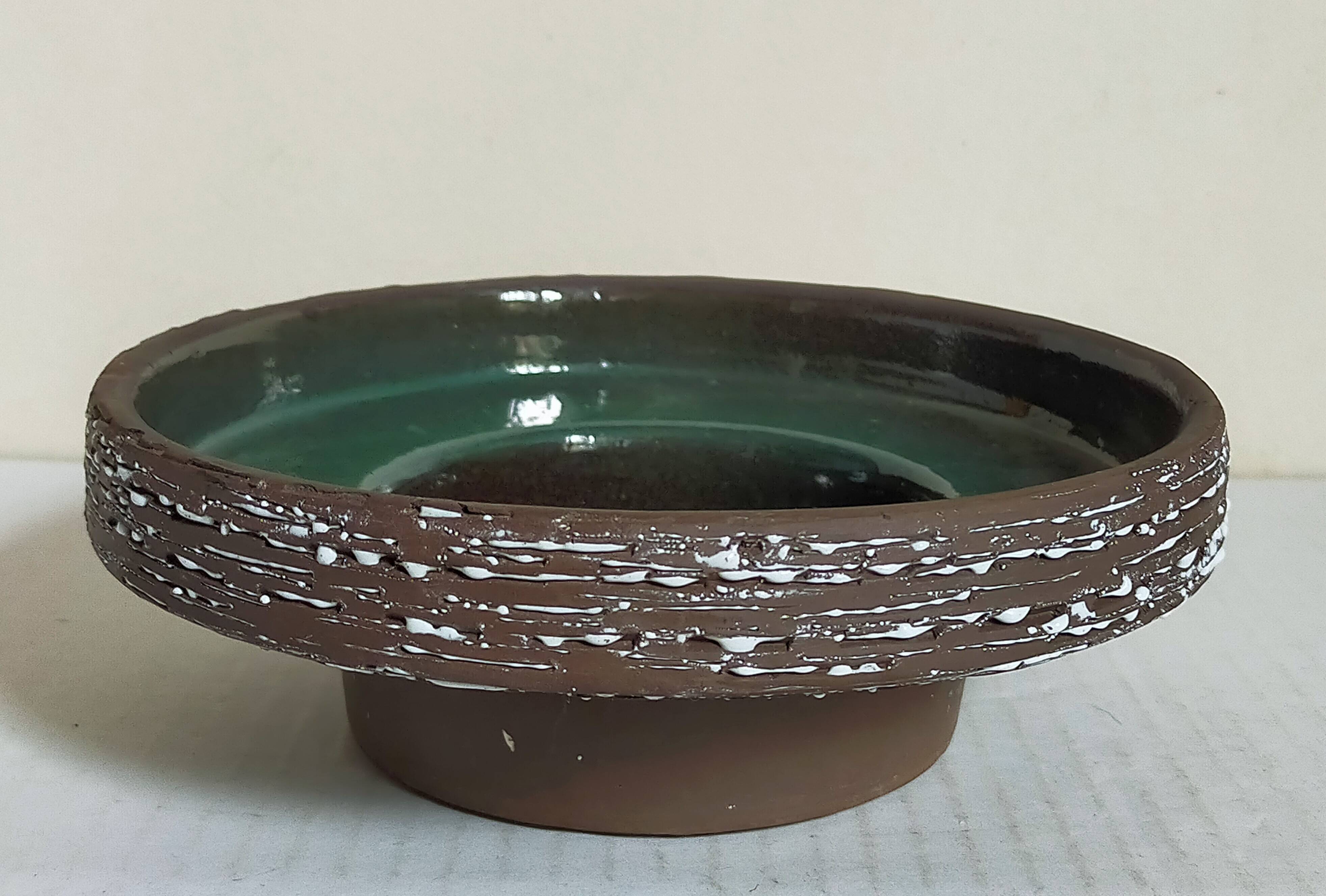 Vase-coupe à Ikebana en céramique années 50