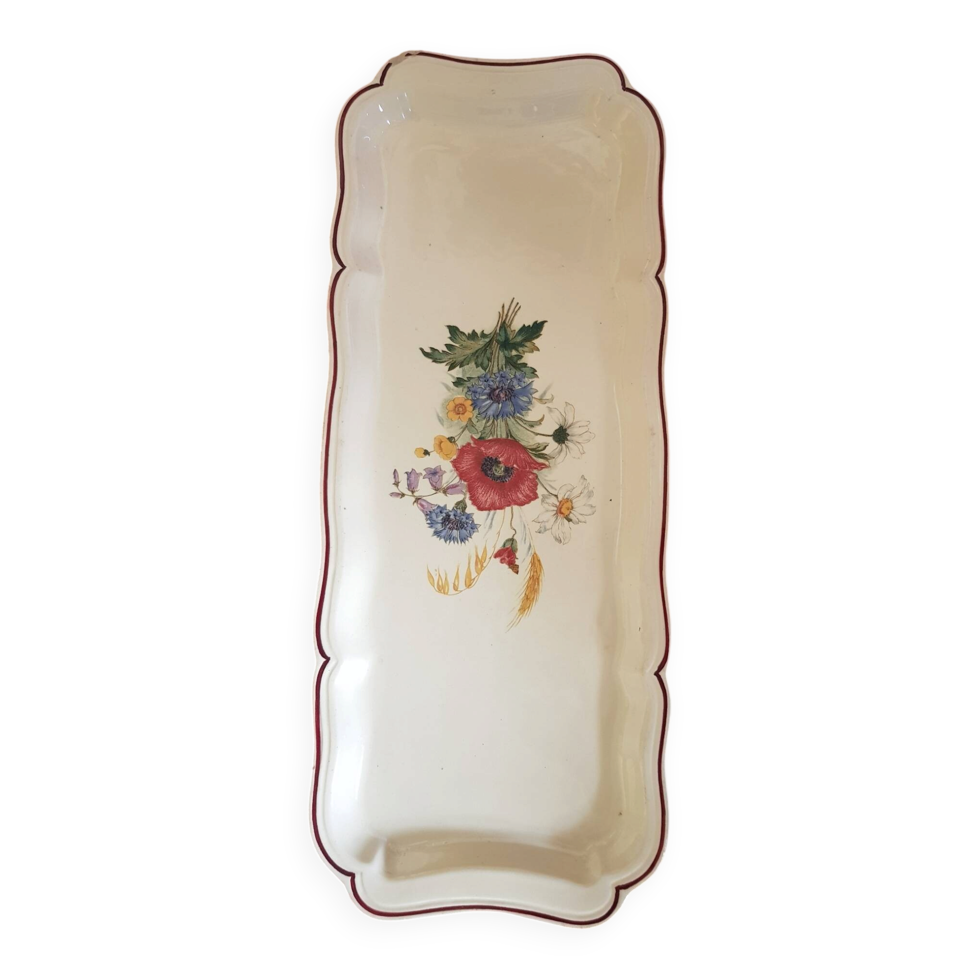 Large antique cake plate, Sarreguemines, Rustic