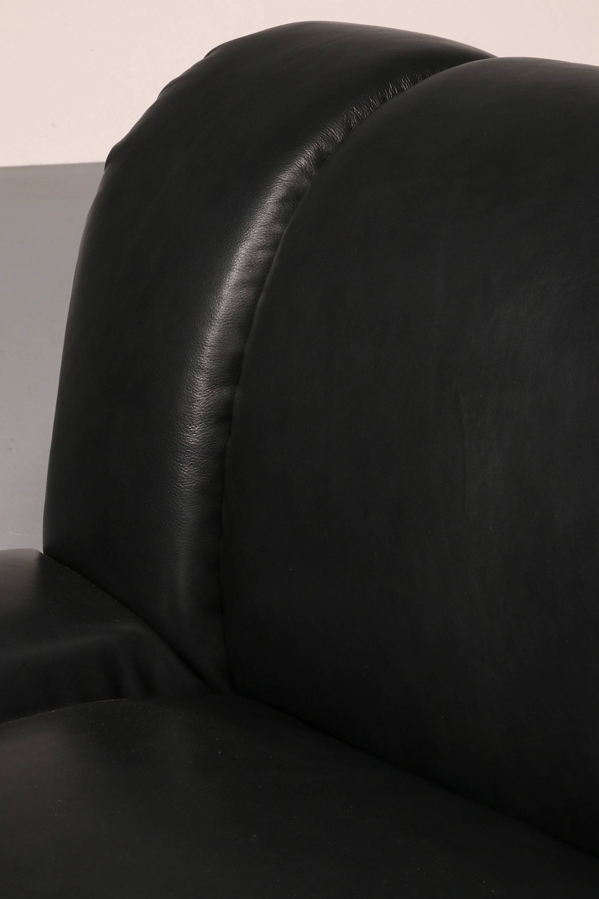 Mimo Padova black leather modular lounge chairs "Velasquez" - 1970