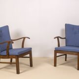 1940s Lounge Chairs by Tyge Hvass, Model 1628 for Fritz Hansen, Denmark