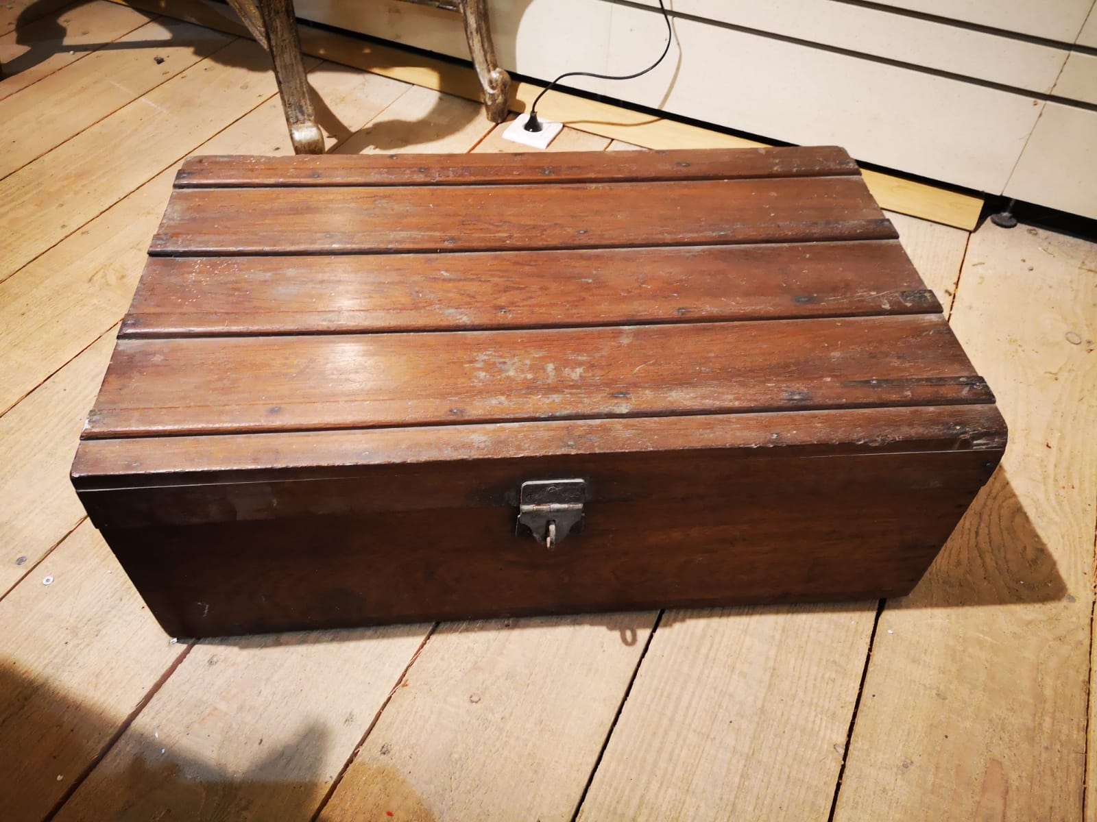 Old mahogany wooden trunk