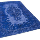 Tapis bleu oriental contemporain des années 1980 noué à la main 174 cm x 273 cm