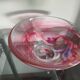 Large salad bowl / bowl in blown glass - pink and purple tones