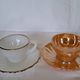 Vintage Fire-King "Swirl" Cup & Saucer Sets – Peach Lustre & Golden Shell