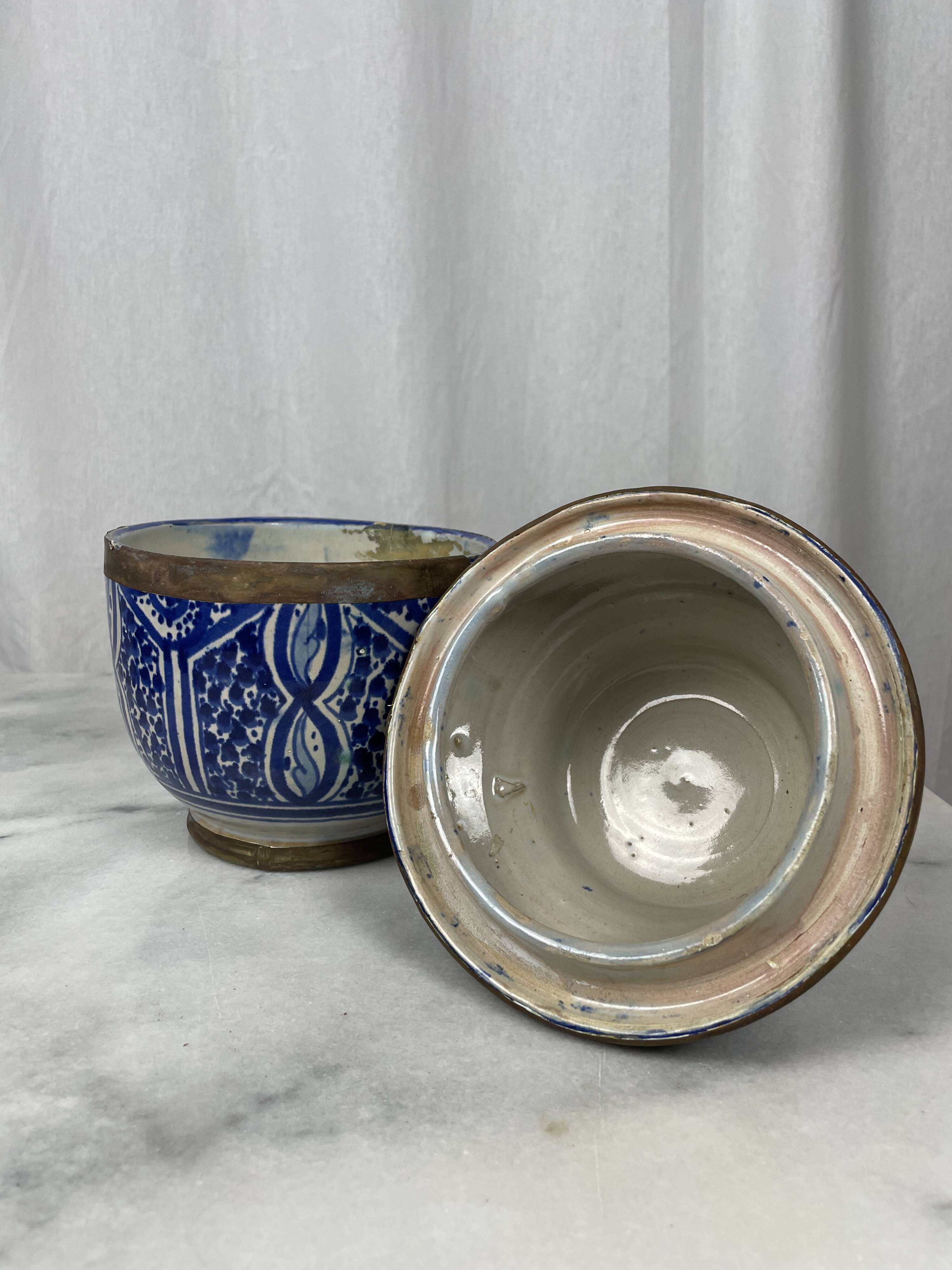 Ensemble 4 jarres marocaines Jobbanas - Céramique bleue de Fès