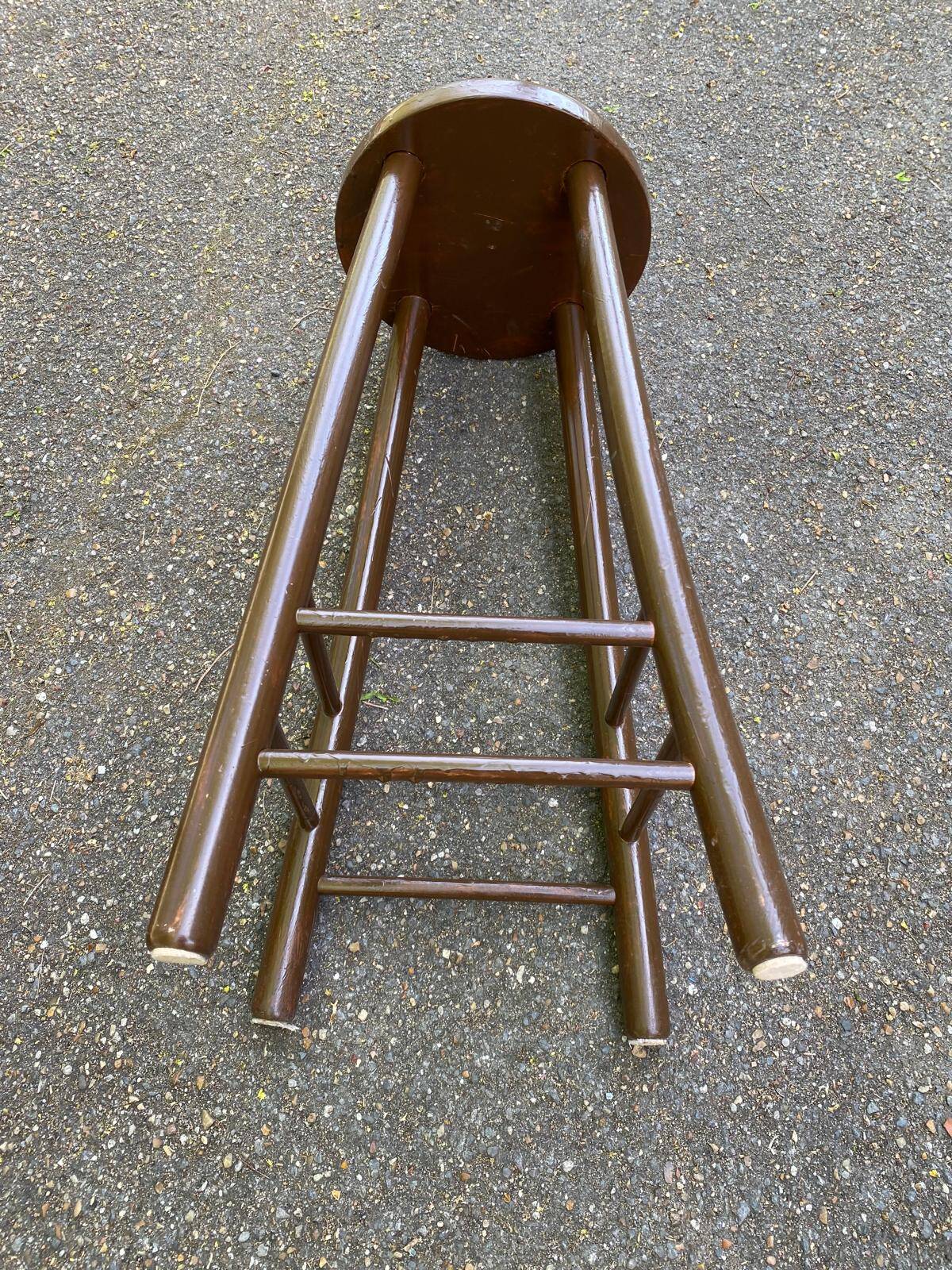 Vintage high bar stool in solid wood 72cm
