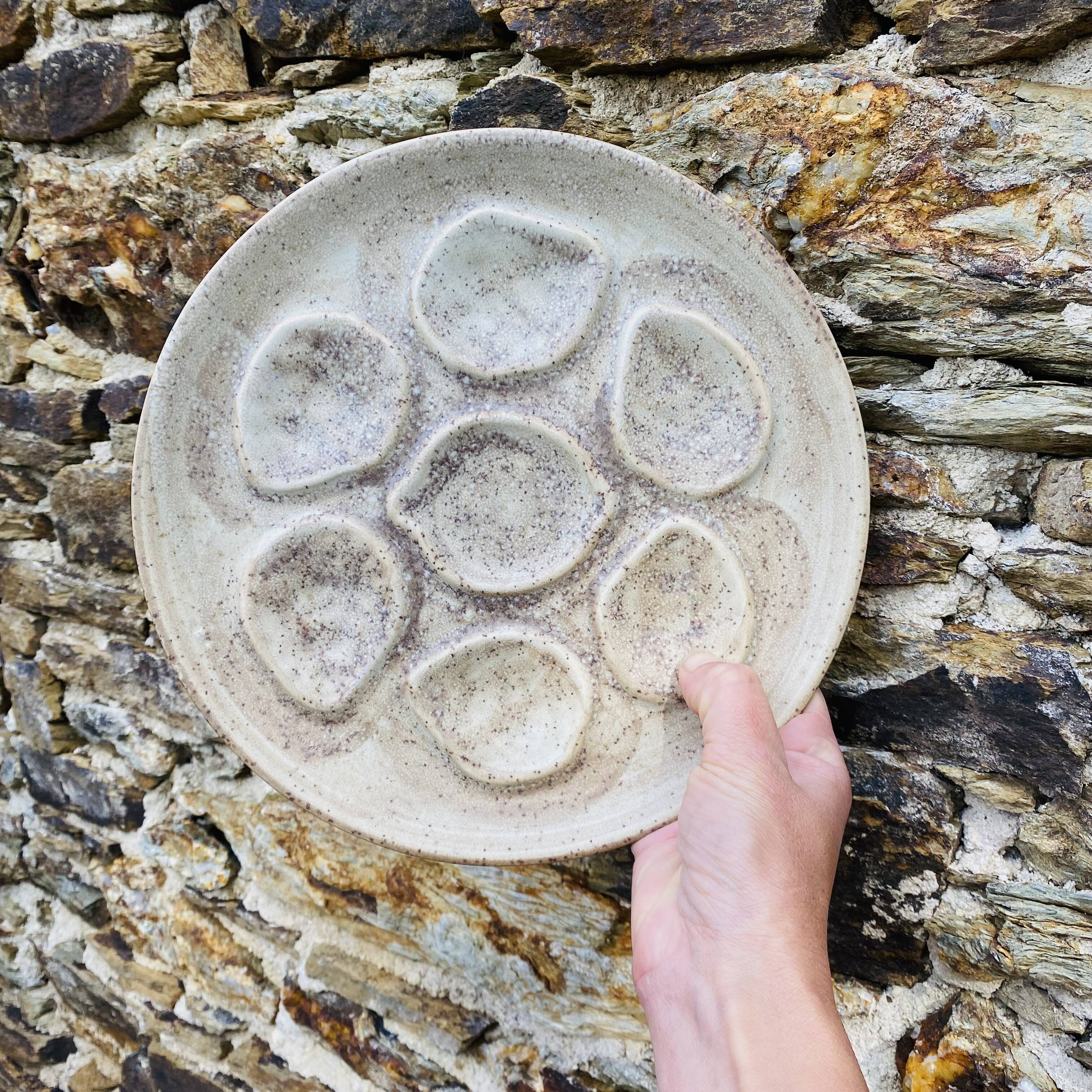 Vintage stoneware oyster plates