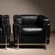Two ‚LC2‘ Armchairs by Le Corbusier, P. Jeanneret, C. Perriand for Cassina