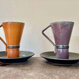 Paire de tasses en grès, artisanat japonais vintage