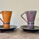 Pair of stoneware cups, vintage Japanese crafts