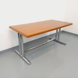 Vintage walnut and chrome metal desk from the 1970s.