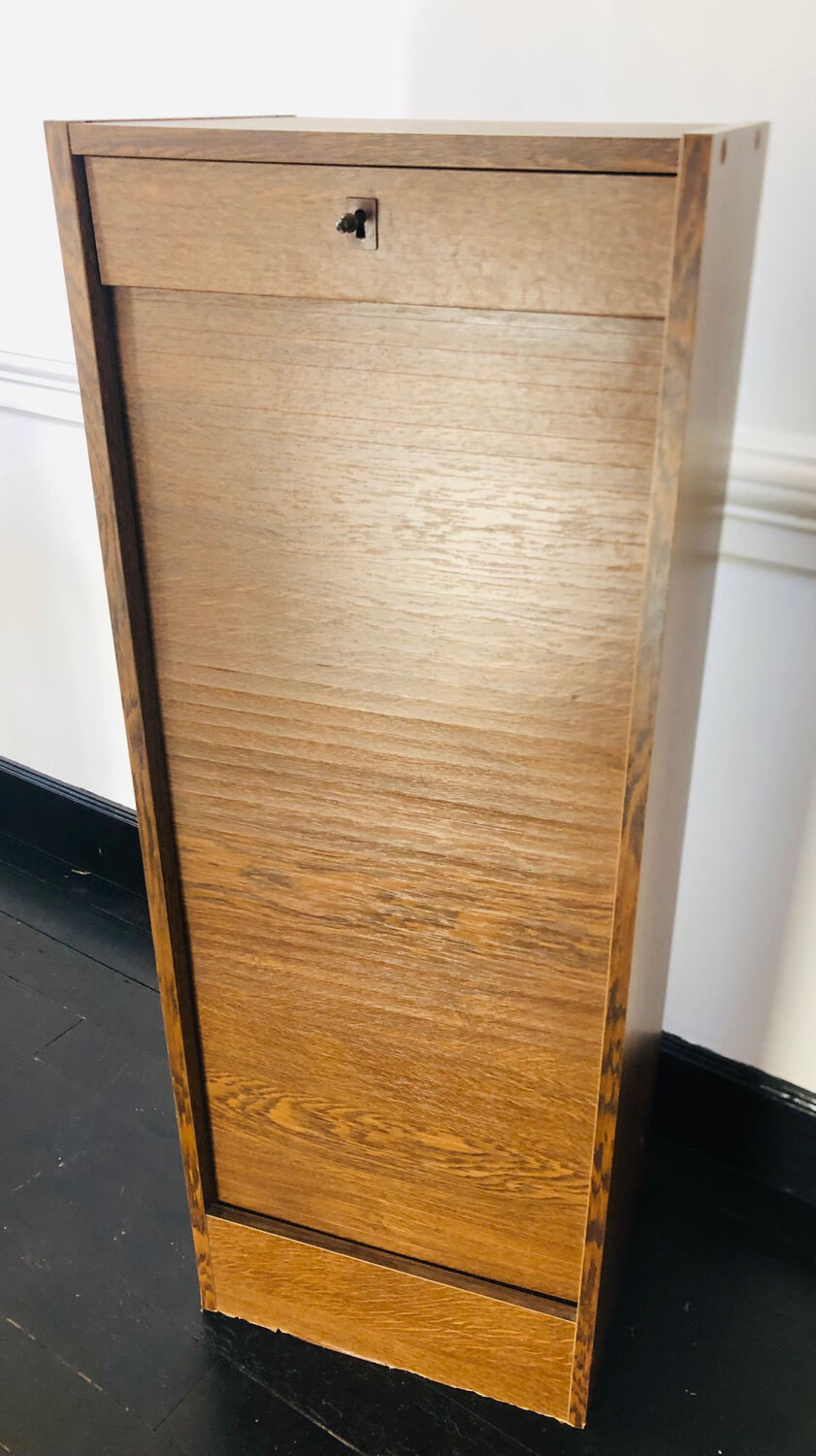 Filing cabinet with a curtain