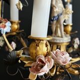 Napoleon III period cage chandelier in bronze and porcelain