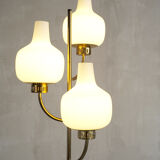 Stilnovo, floor lamp with three opalines, Italy 1950