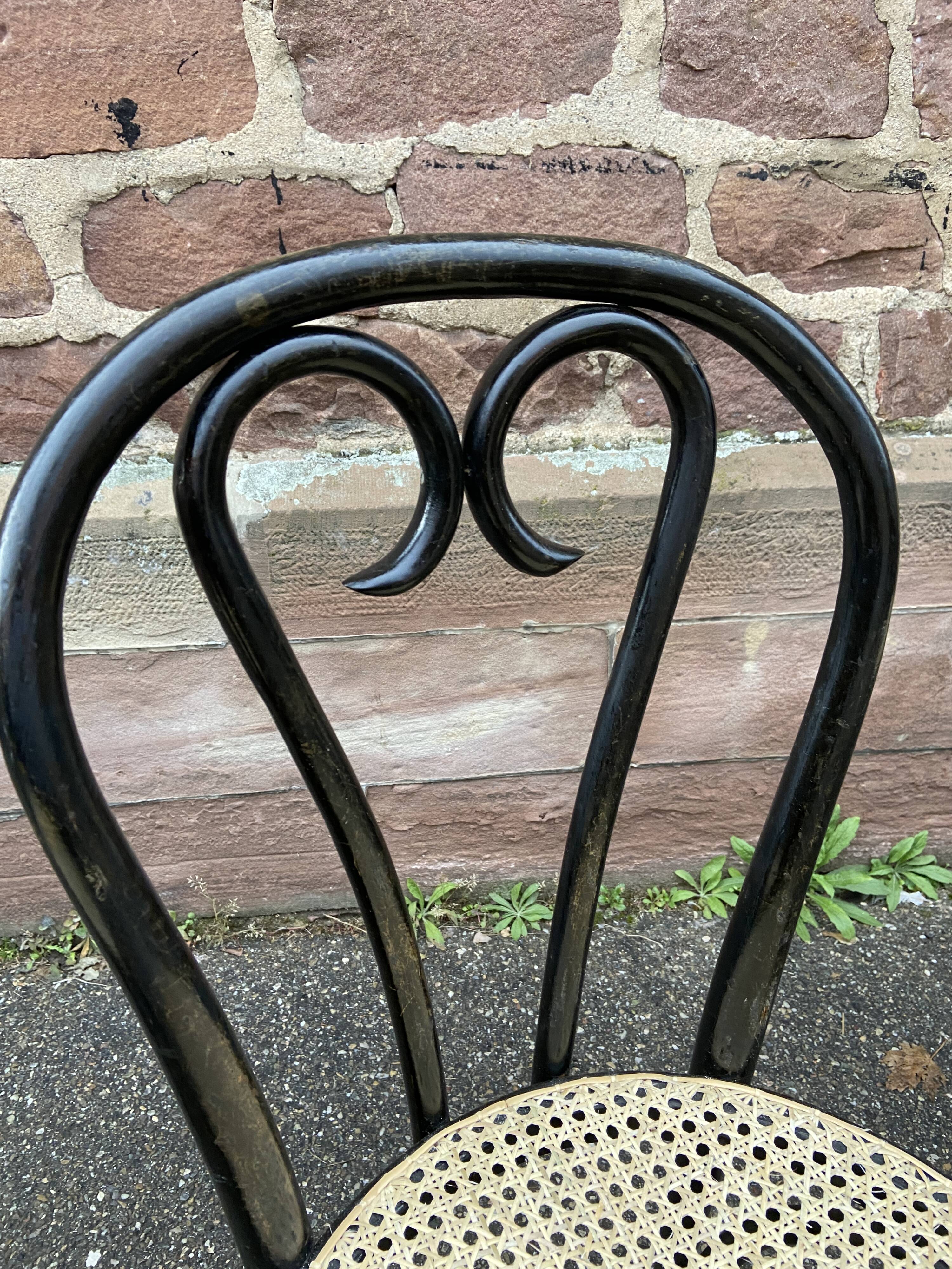 4 Thonet style bistro chairs in blackened curved wood