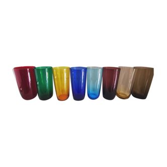 Set de 8 verres à orangeade soufflés Vintage