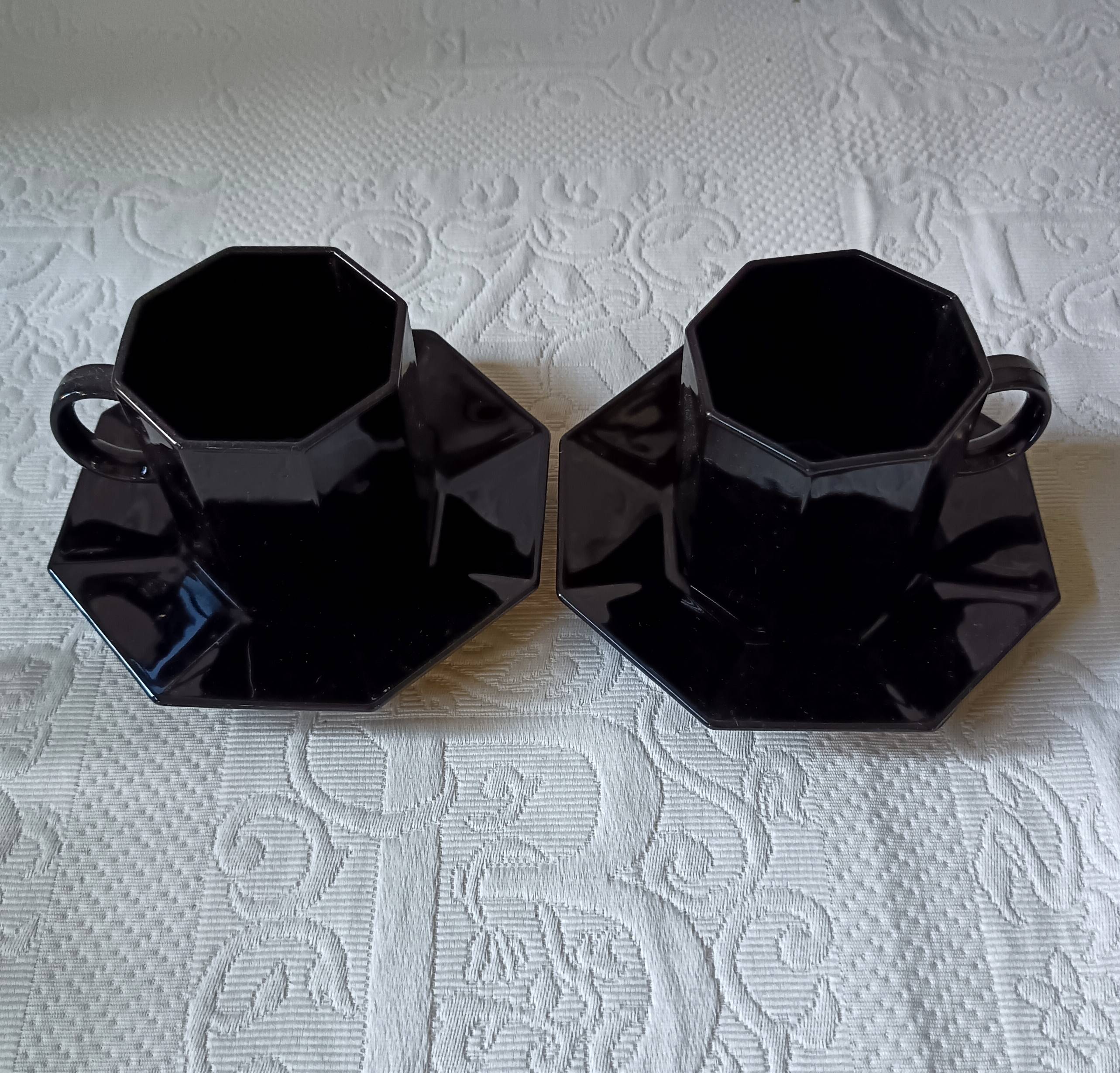 2 large opaline cups French Vintage Arcoroc Model Octime