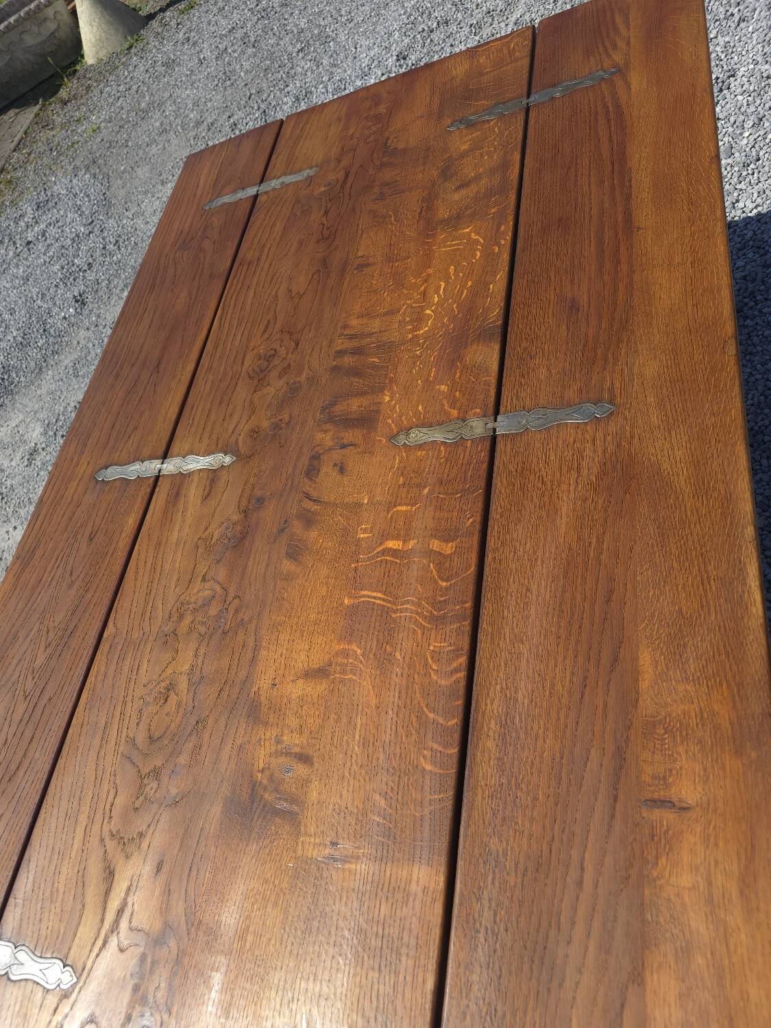 Table de ferme en chêne avec abattants