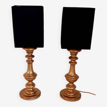 Duo of vintage golden lamps