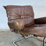 Fauteuil "Wing" en cuir, Harald RELLING, 1980s