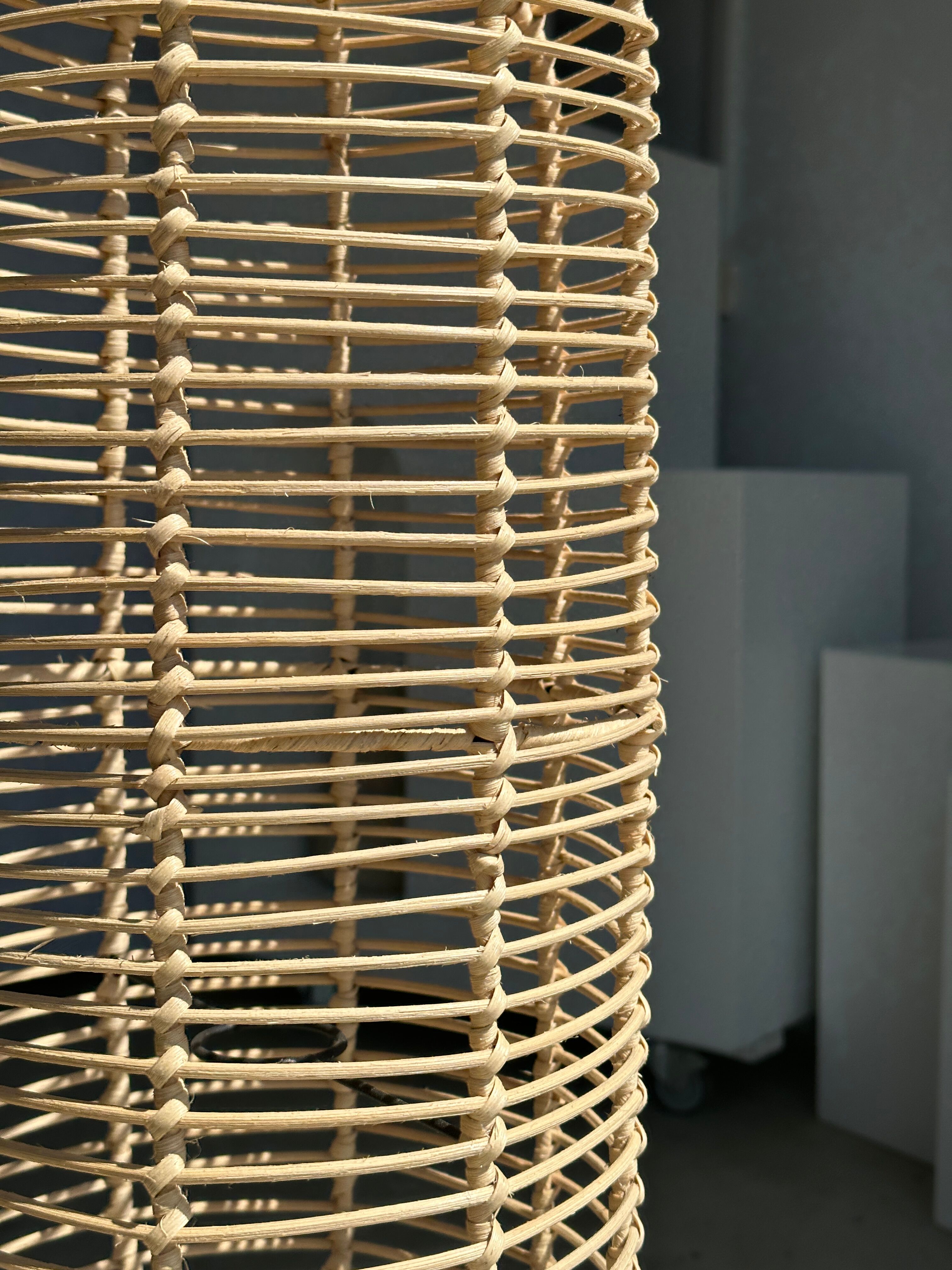 Large lantern-shaped rattan pendant lamp H50 D24