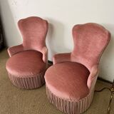 Pair of powder pink toad armchairs