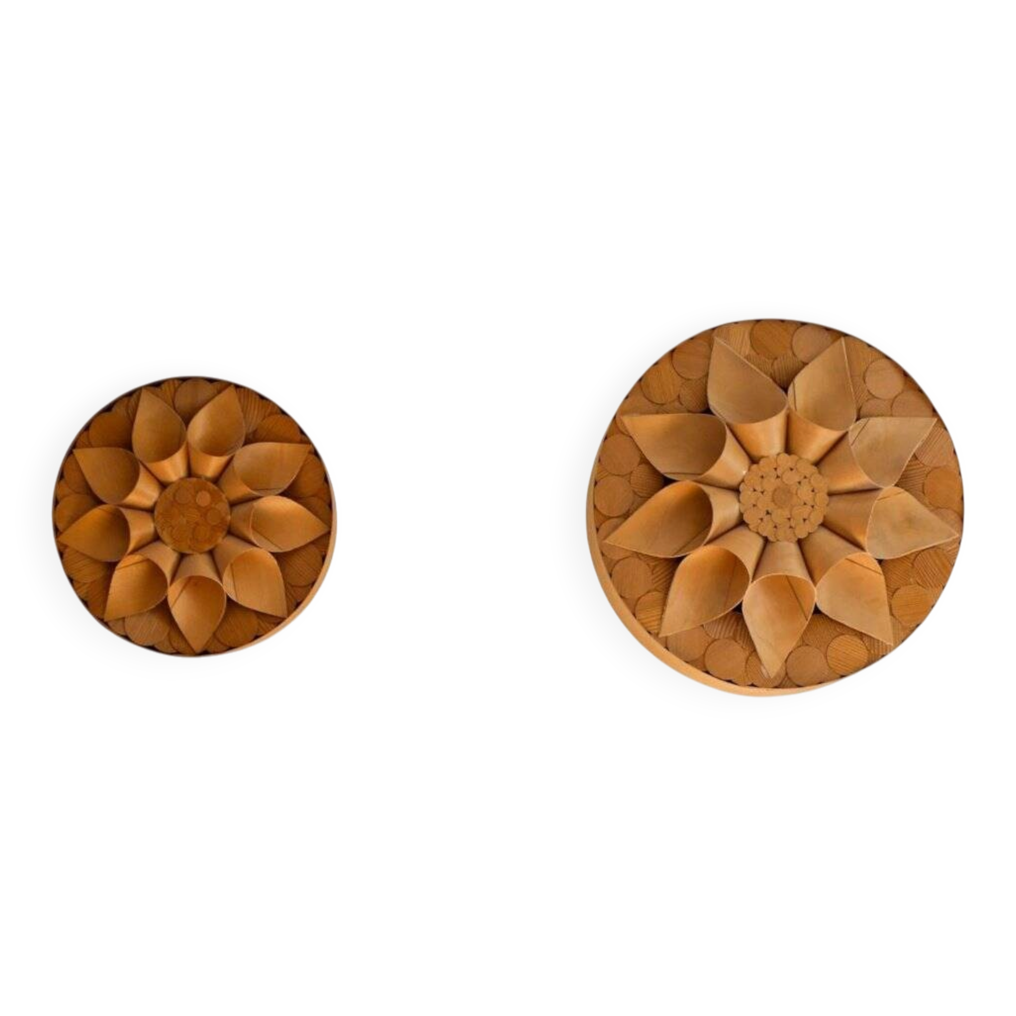 Handcrafted Swedish wooden wall sconces, set of 2