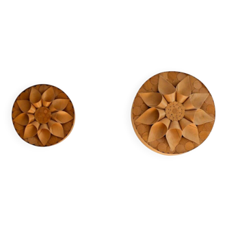 Handcrafted Swedish wooden wall sconces, set of 2