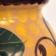 Art Deco Yellow Glazed Earthenware Vase with Futurist Floral Motifs, Italy